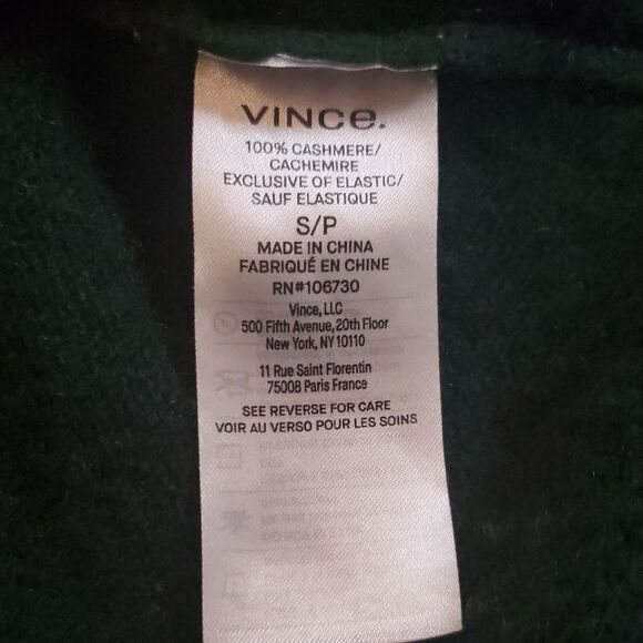 Vince Green Chic Feminine Workcore Chunky Knit 100% Cashmere Cardigan Size Small - Picture 4 of 5